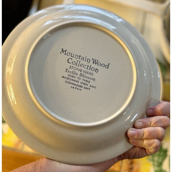 Mountain Wood Collection Stoneware Trellis Blossom 10.5" Dinner Plates 5 - Picture 11 of 11